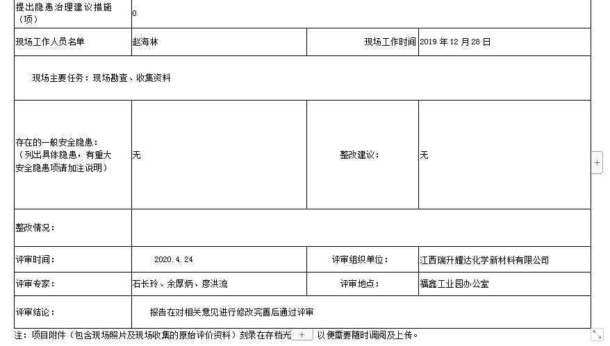 江西瑞升耀达化学新材料有限公司 年产3000吨有机硅消泡剂项目