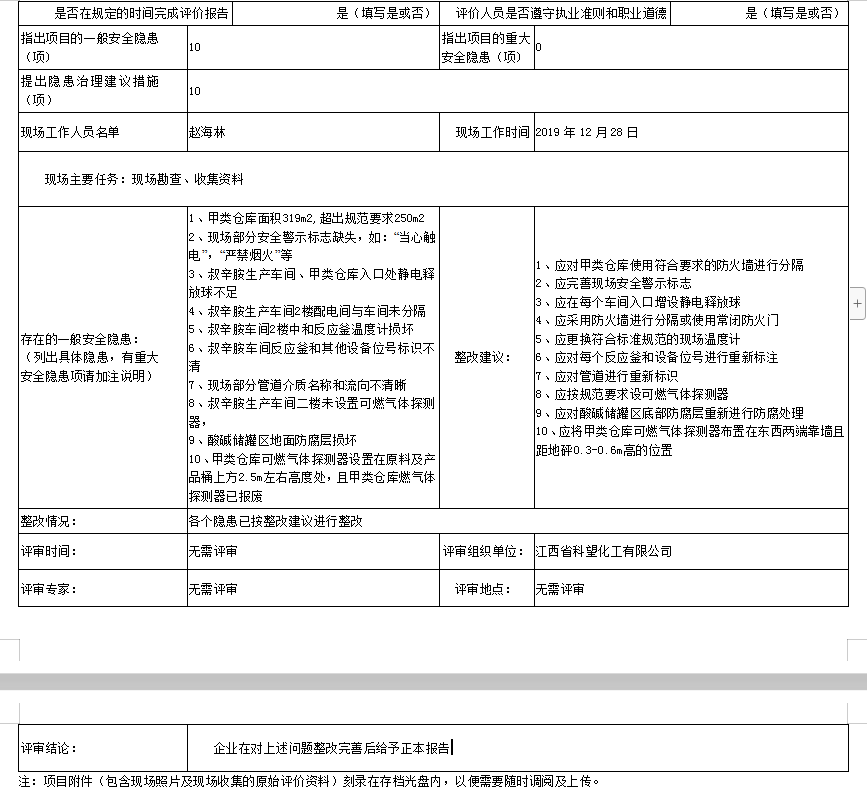 江西省科望化工有限公司 年产300吨叔辛胺生产装置项目