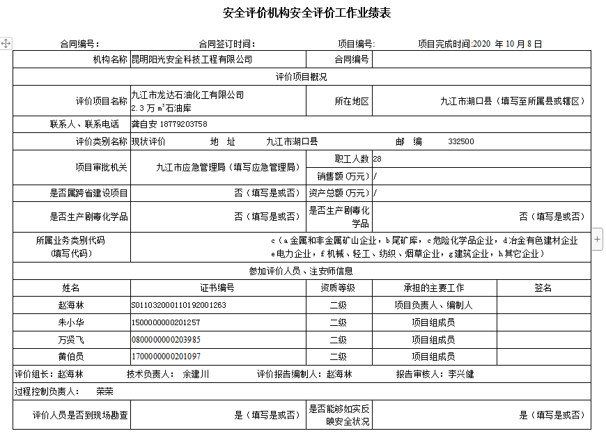 九江市龙达石油化工有限公司 2.3万m3石油库项目