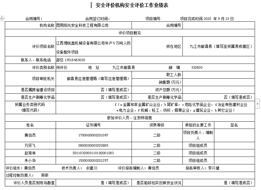 江西博锐鑫机械设备有限公司年产5万吨人防设备配件项目