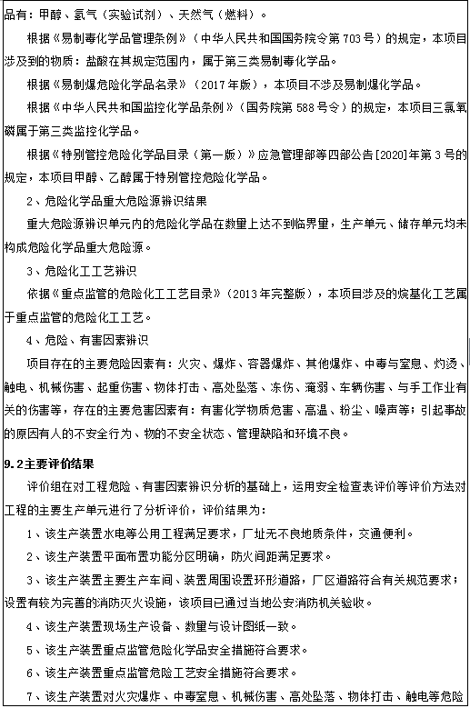 九江市通元化工有限公司年产1000吨树脂促进剂项目（一期）安全现状评价