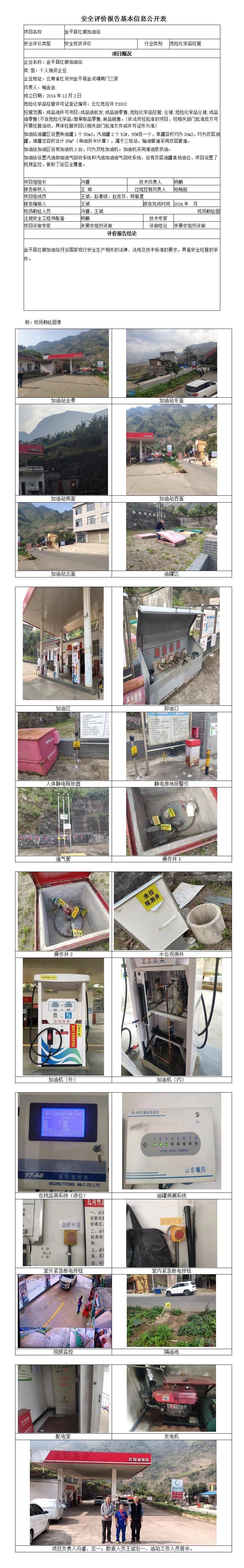 安全评价报告基本信息公开表 (金平红顺加油站)