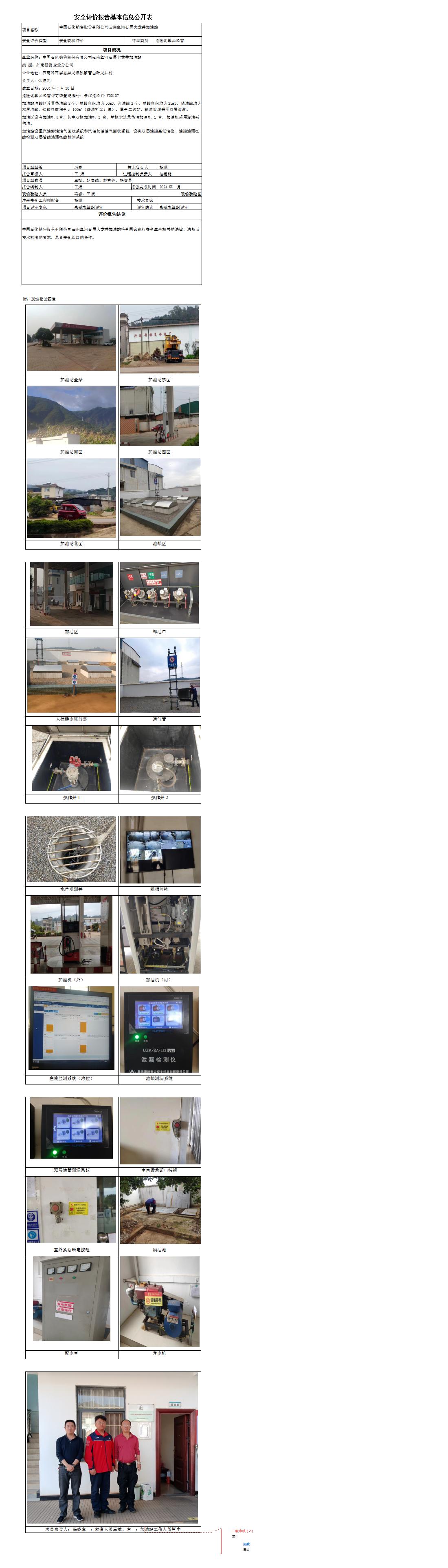 安全评价报告基本信息公开表 (1大龙井)