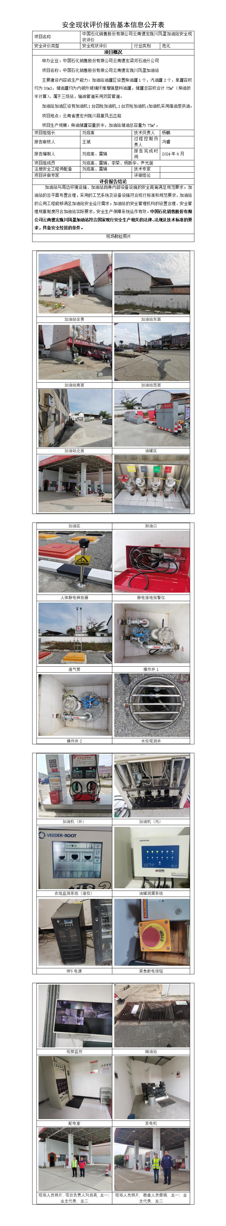 基本信息公开表——德宏陇川凤盈加油站安全现状评价报告