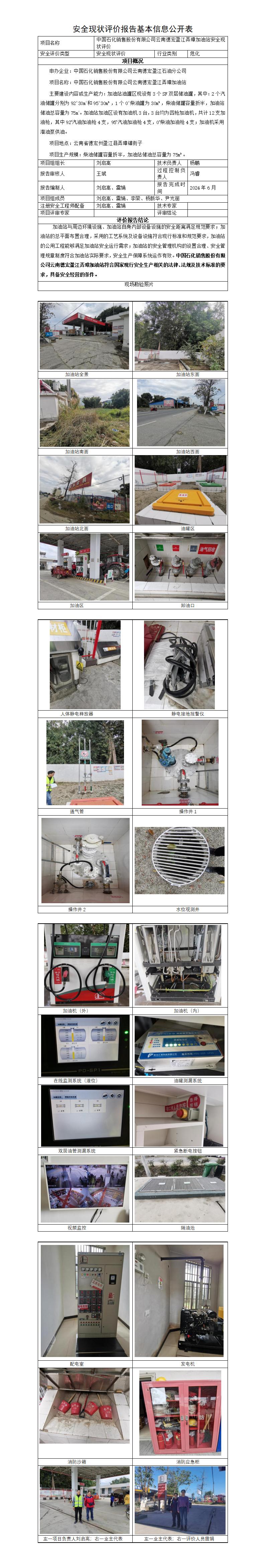 基本信息公开表——盈江弄璋加油站安全现状评价报告