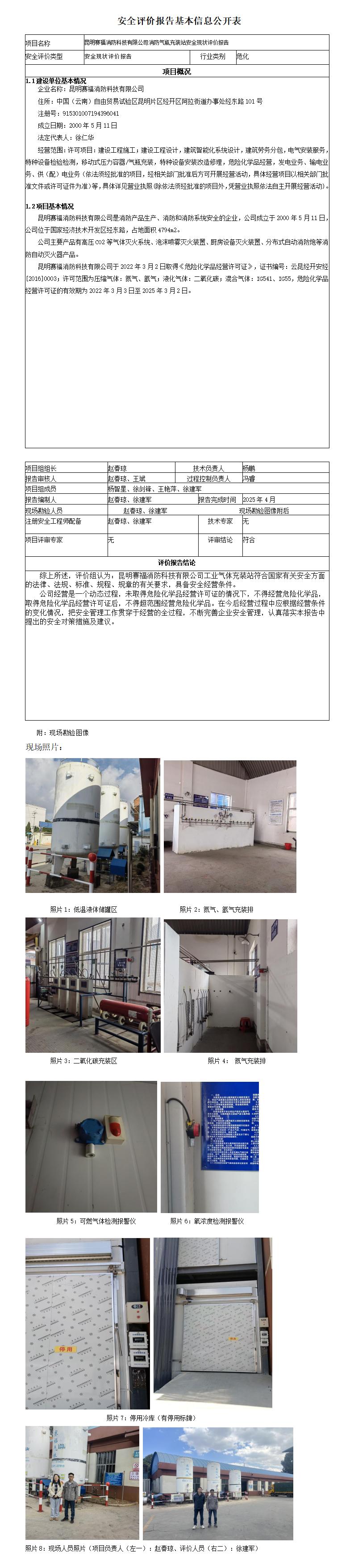 安全评价报告基本信息公开表（赛福气体）