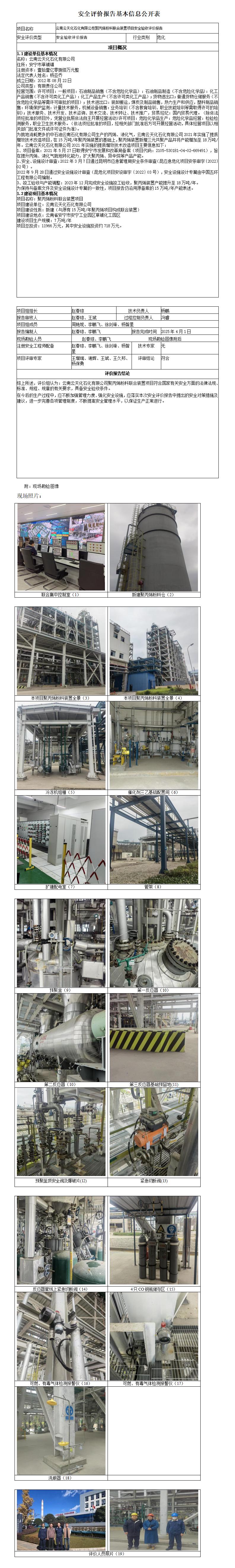 安全评价报告基本信息公开表（中烟施伟策(云南)再造烟叶有限公司新增环保设施(污水处理)项目）