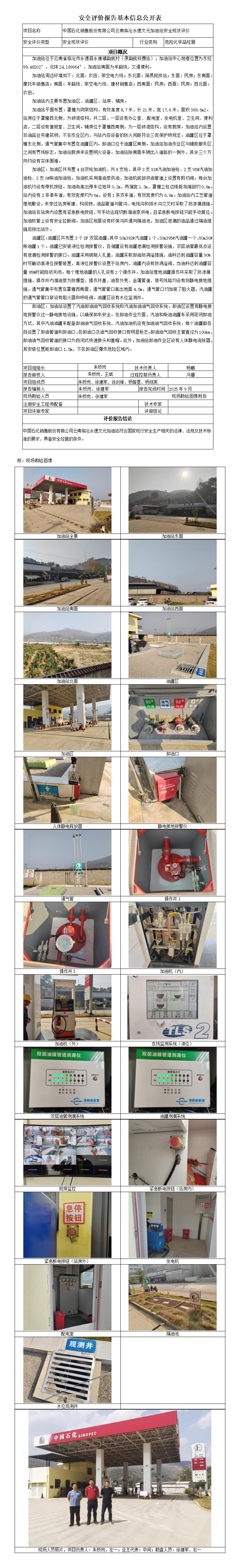 安全评价报告基本信息公开表 永德文元加油站